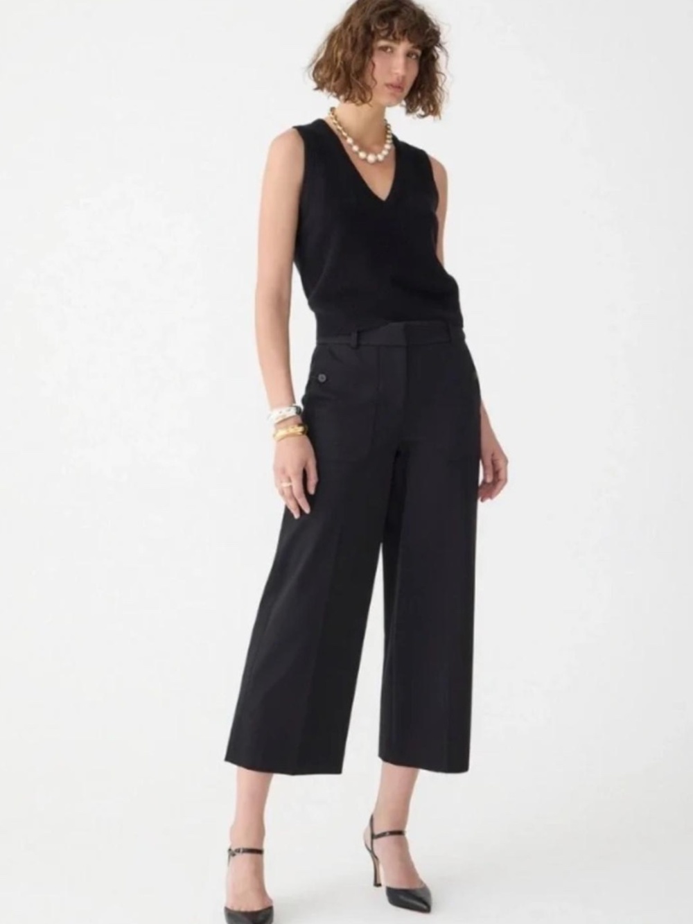 J. Crew Sydney Wide-Leg Pant in Bi-Stretch Cotton Blend